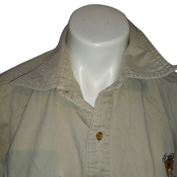 Planet Mars M & M's Vintage Shirt Beige Long Sleeve Collared Mens Medium - Picture 2 of 8